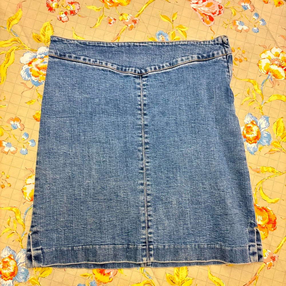Vintage Jones New York Sport Stretch Denim Skirt w/ Side Zip Size 10